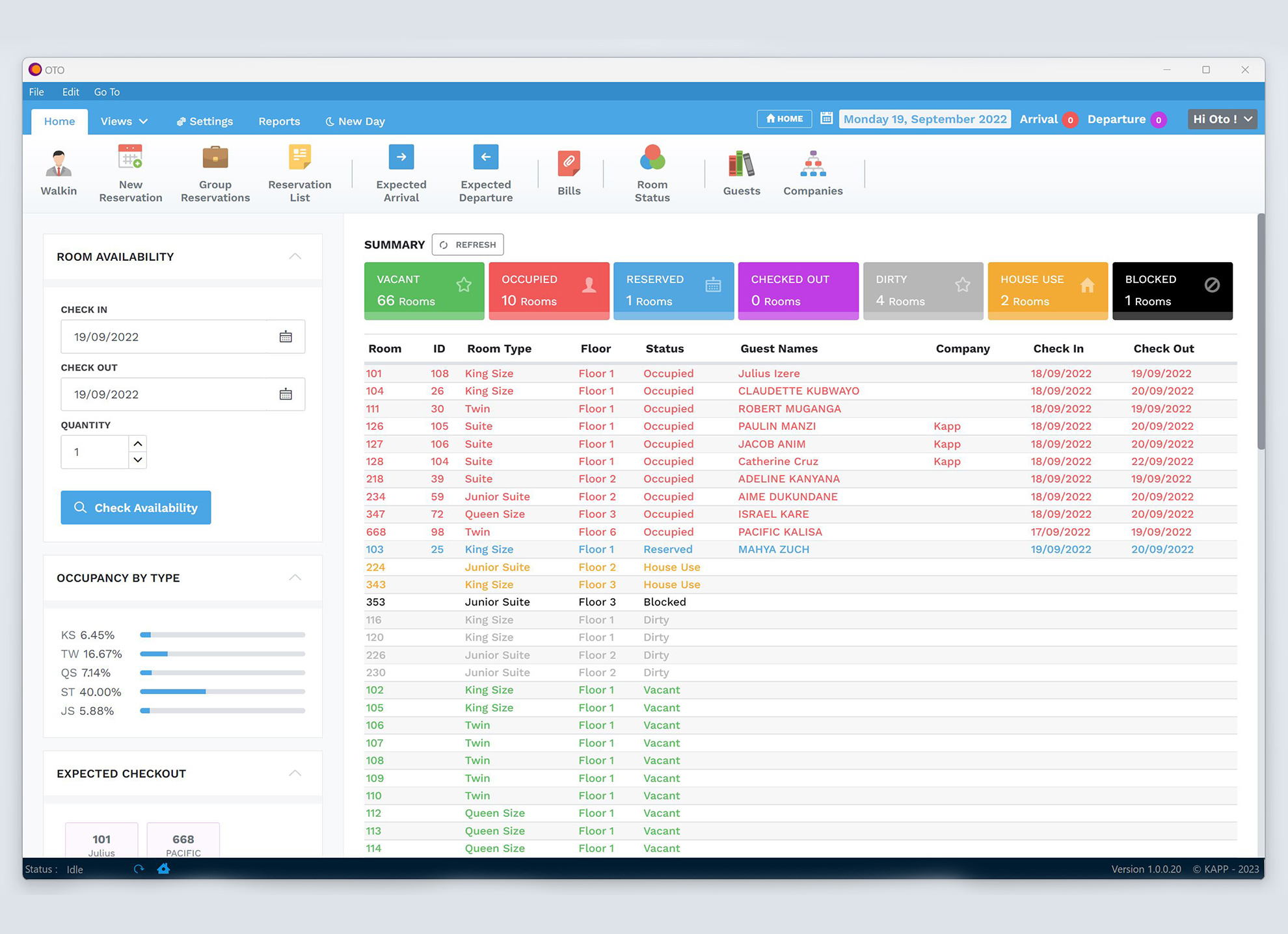 Frontdesk Rooms List
